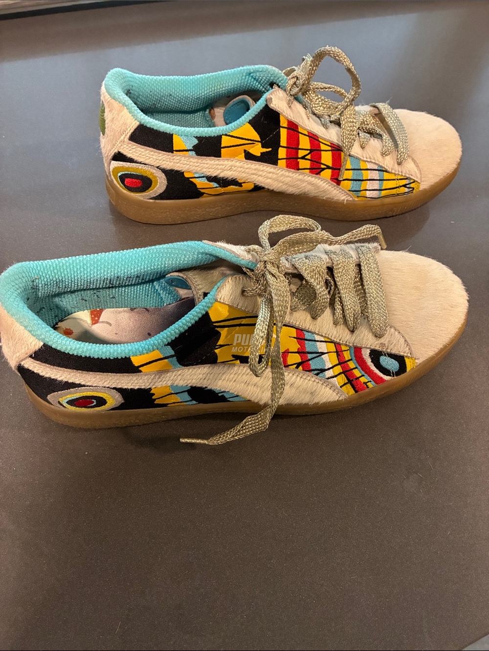 Puma Men’s Mothra Sneakers with Turquoise and Fur
